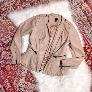 Tan beige faux leather jacket